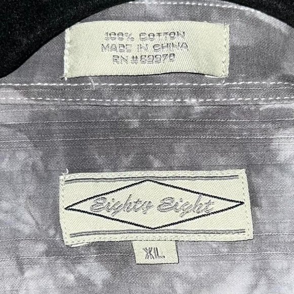 Y2K Grunge Button Up Shirt Eighty Eight Cross Graphic Wings Gray Size XL - Picture 8 of 8